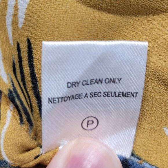 Ivanka Trump Extra Small Goldenrod Floral V Neck Ruffle Short Sleeve Bouse - Picture 10 of 10